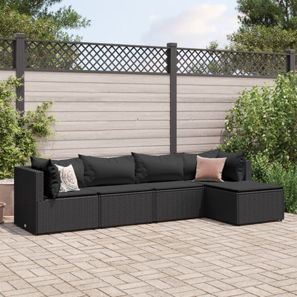 vidaXL Patio Lounge Set with Cushions Sectional Sofa Garden Backyard Poly Rattan-5