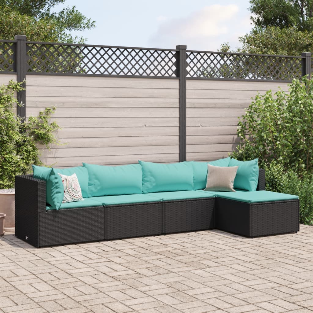 vidaXL Patio Lounge Set with Cushions Sectional Sofa Garden Backyard Poly Rattan-6
