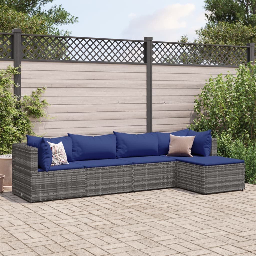 vidaXL Patio Lounge Set with Cushions Sectional Sofa Garden Backyard Poly Rattan-15