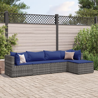 vidaXL Patio Lounge Set with Cushions Sectional Sofa Garden Backyard Poly Rattan-15