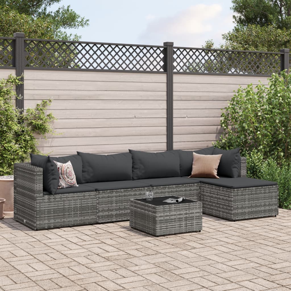 vidaXL Patio Lounge Set with Cushions Sectional Sofa Garden Backyard Poly Rattan-14