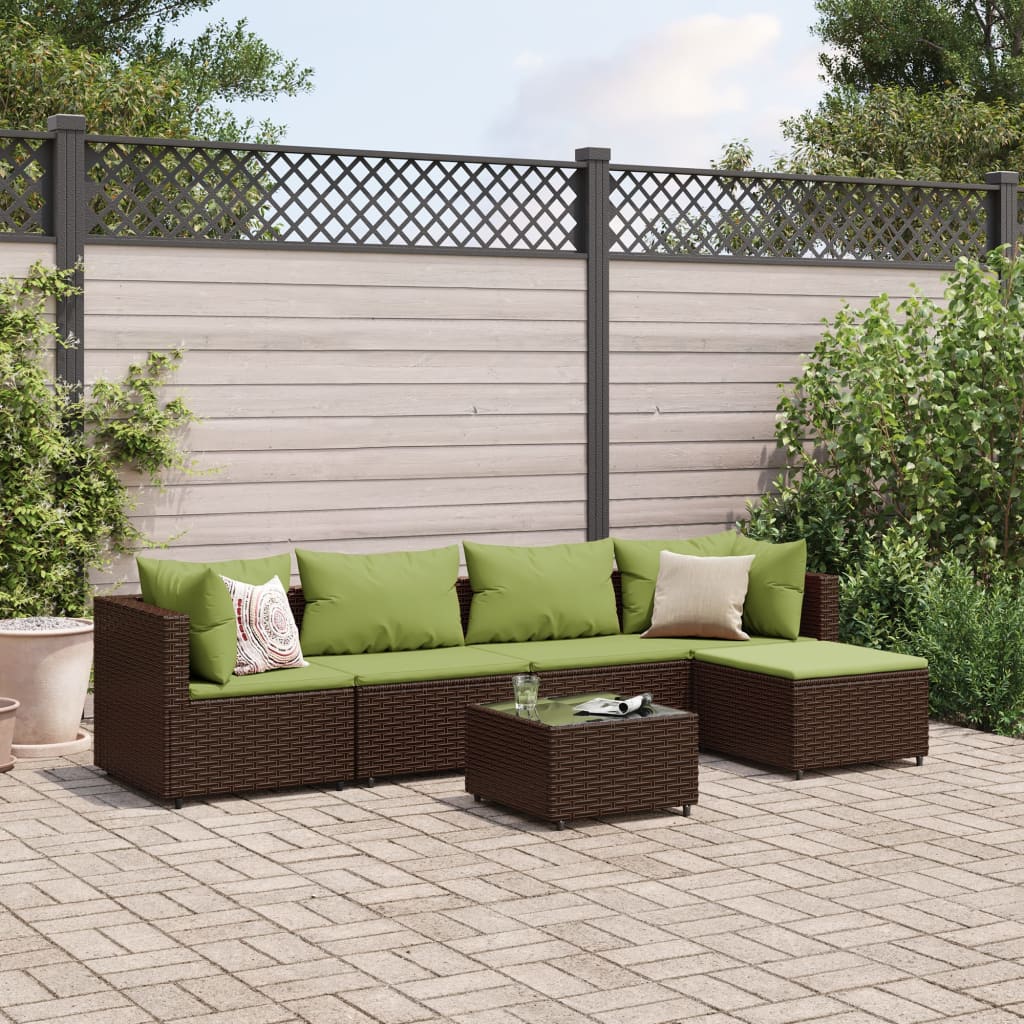 vidaXL Patio Lounge Set with Cushions Sectional Sofa Garden Backyard Poly Rattan-12