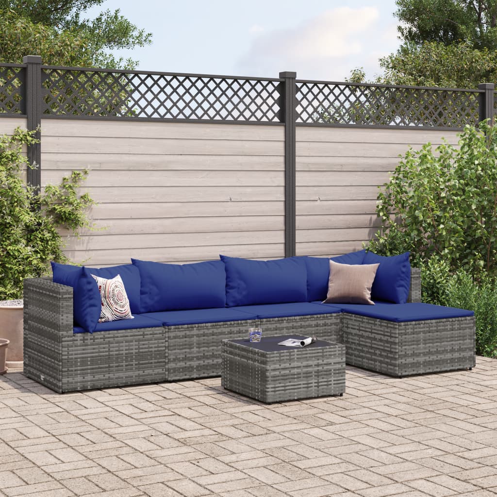 vidaXL Patio Lounge Set with Cushions Sectional Sofa Garden Backyard Poly Rattan-16