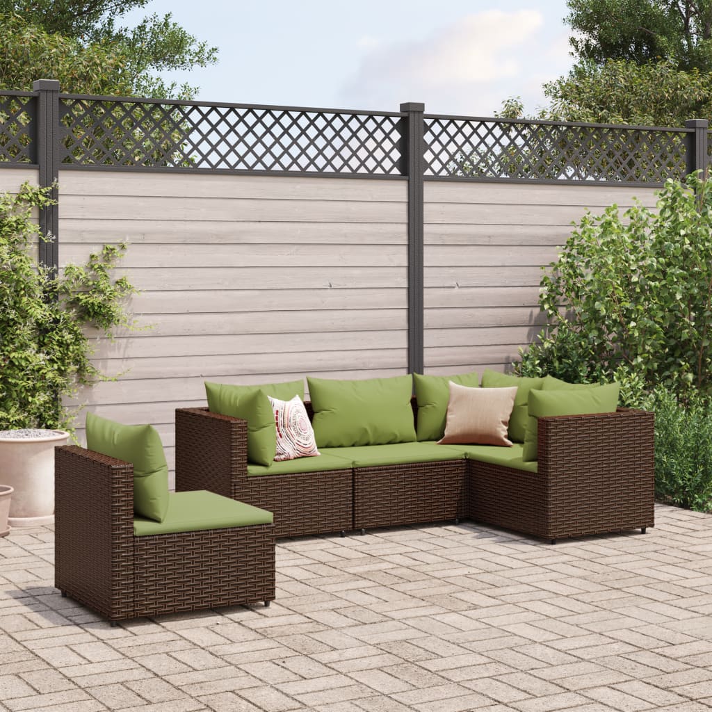 vidaXL 7 Piece Patio Lounge Set with Cushions Black Poly Rattan-13