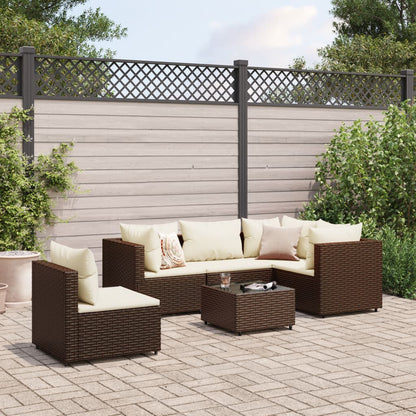 vidaXL 7 Piece Patio Lounge Set with Cushions Black Poly Rattan-12