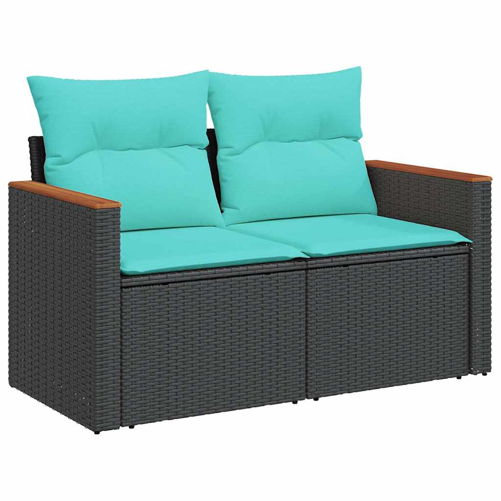 vidaXL 4 Piece Patio Sofa Set with Cushions Black Poly Rattan-4