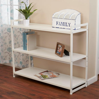 Jamestown Wide 3 Shelf Open Storage Bookshelf Scandinavian White and White Metal-1