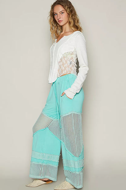 POL Drawstring Elastic Waistband Wide-Leg Pants