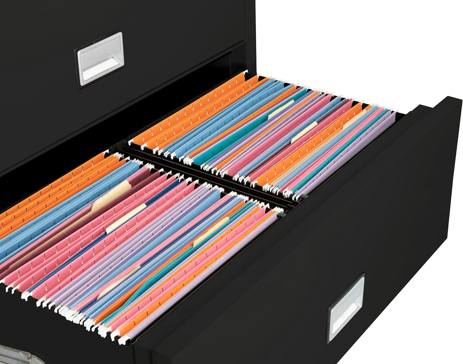 Lateral 38 Inch 4-Drawer Fireproof File Cabinet with Key Lock, Water Seal, Black,-3