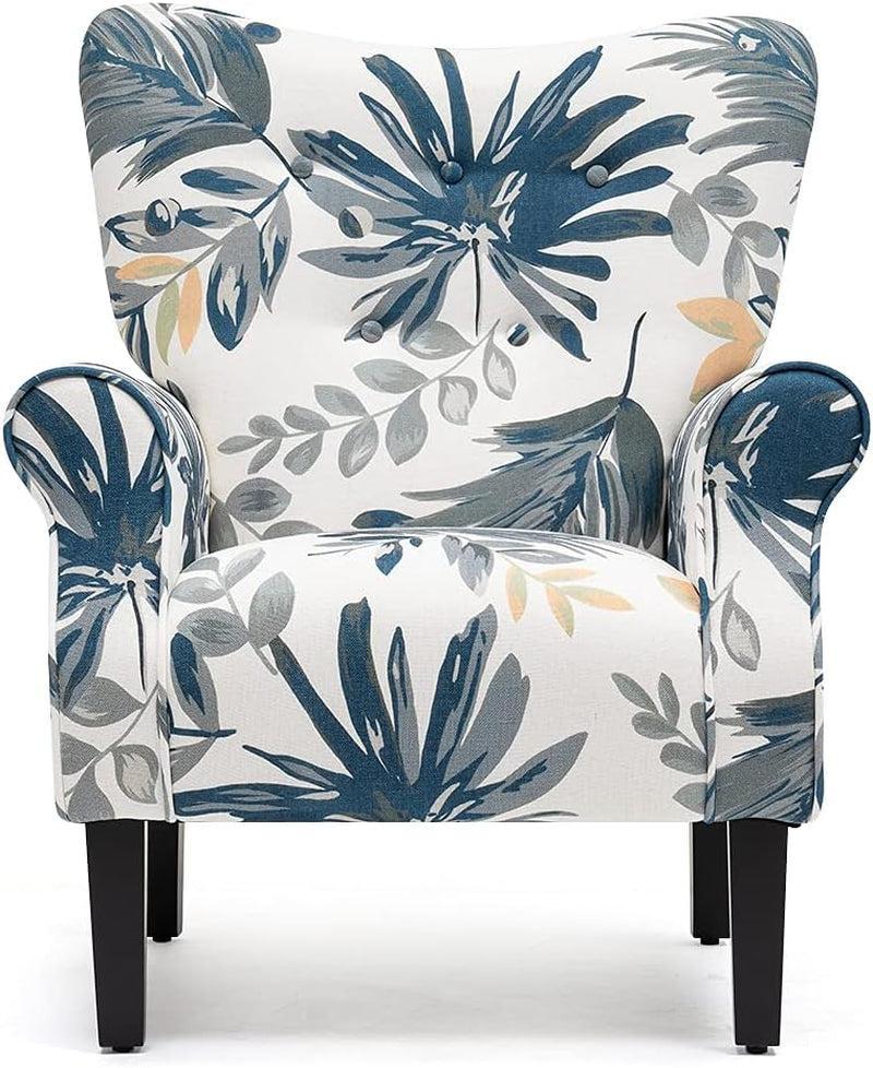 Blue Tufted Armchair Modern Upholstered Living Room-4