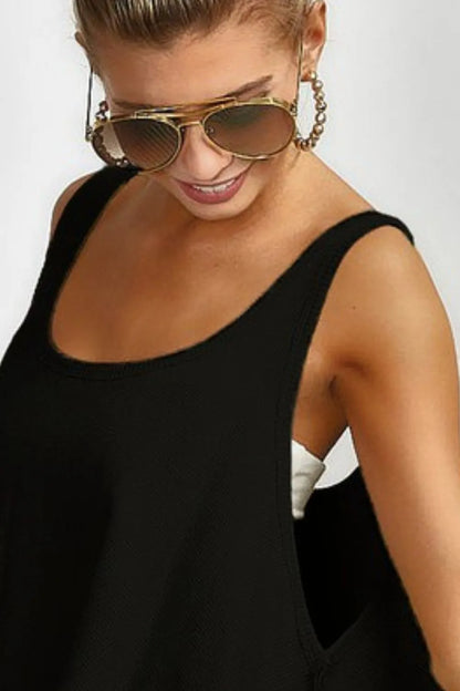 BiBi High and Low Flare Knit Tank Top