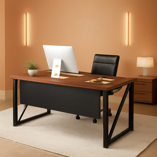 63 Inches Executive Desk and 47" Lateral File Cabinet, L-Shaped Computer Desk Home Office Business Furniture with Drawers and Storage Shelves, Office Table,Brown and Black-0