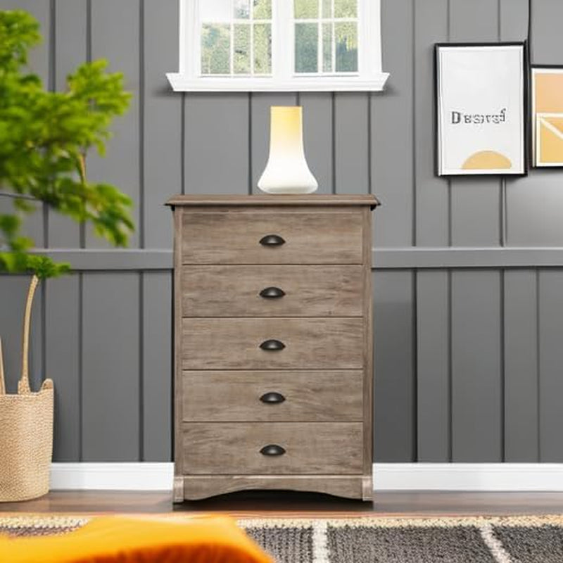 Salt Spring Rustic 5-Drawer Tall Dresser for Bedroom, Farmhouse Dresser Chest of Drawers 17.75" D X 31.5" W X 44.75" H, Drifted Gray-4