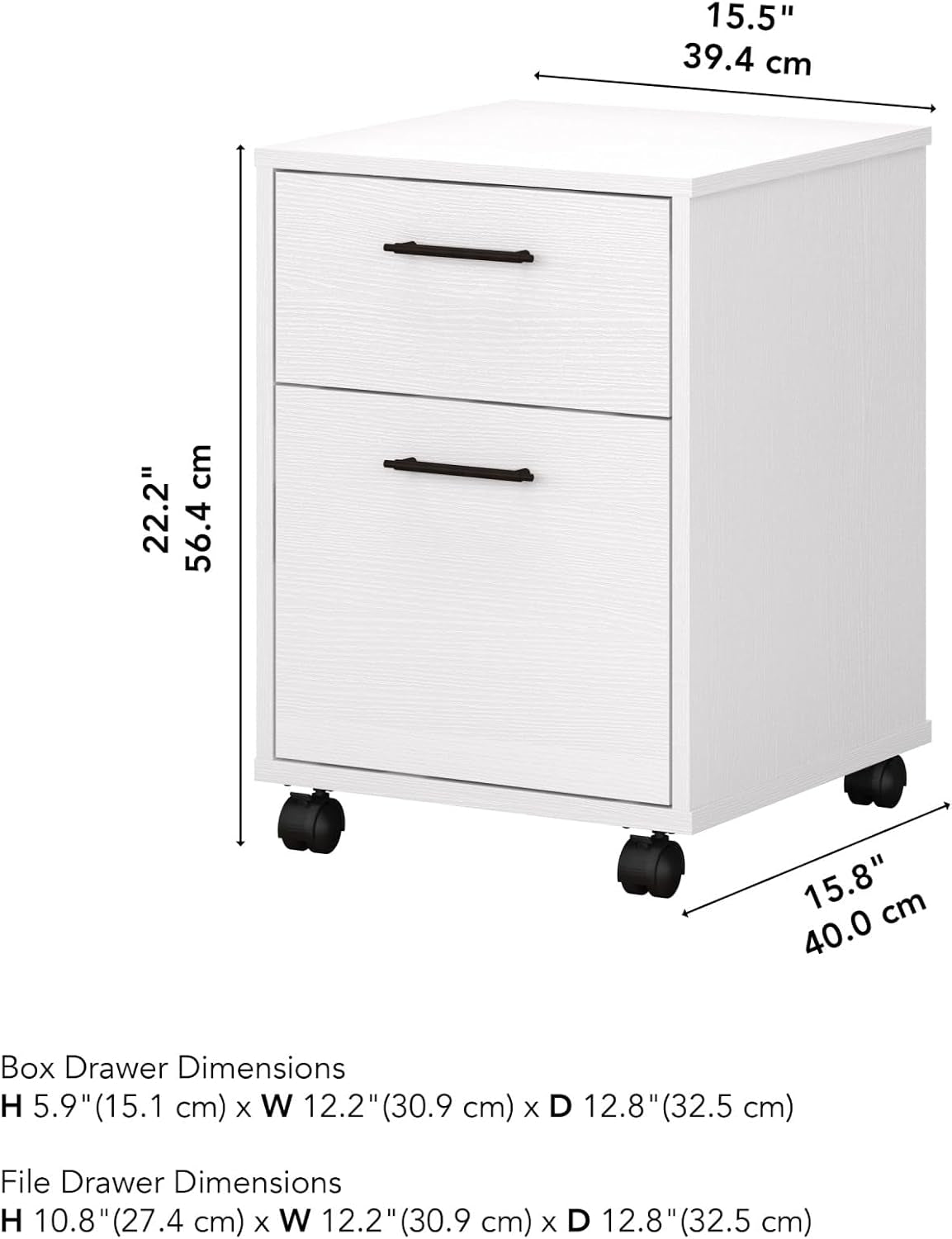 Bush Furniture Key West 2 Drawer Mobile File Cabinet, Rolling File Cabinet for Home Office-2