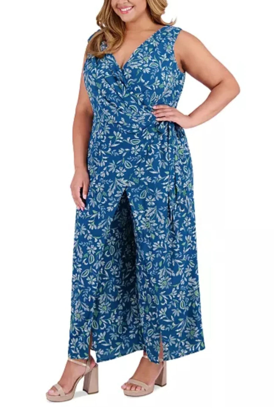 London Times Sleeveless Jumpsuits Polka Dot -OR- Floral