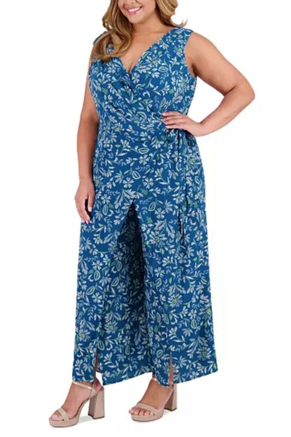 London Times Sleeveless Jumpsuits Polka Dot -OR- Floral