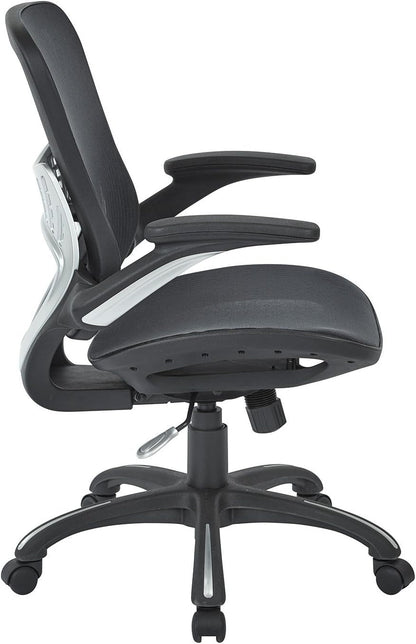 Office Star Ventilated Manager'S Office Desk Chair with Breathable Mesh Seat and Back, Black Base, Black-3