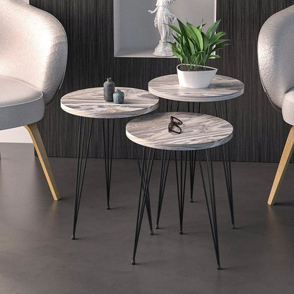Set of 3 Grey Marble Nesting Tables-2