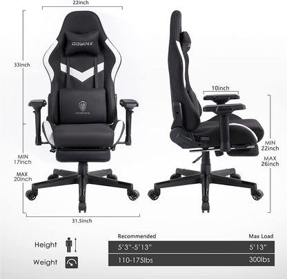 Ergonomic Gaming Chair with Massage and Footrest-2