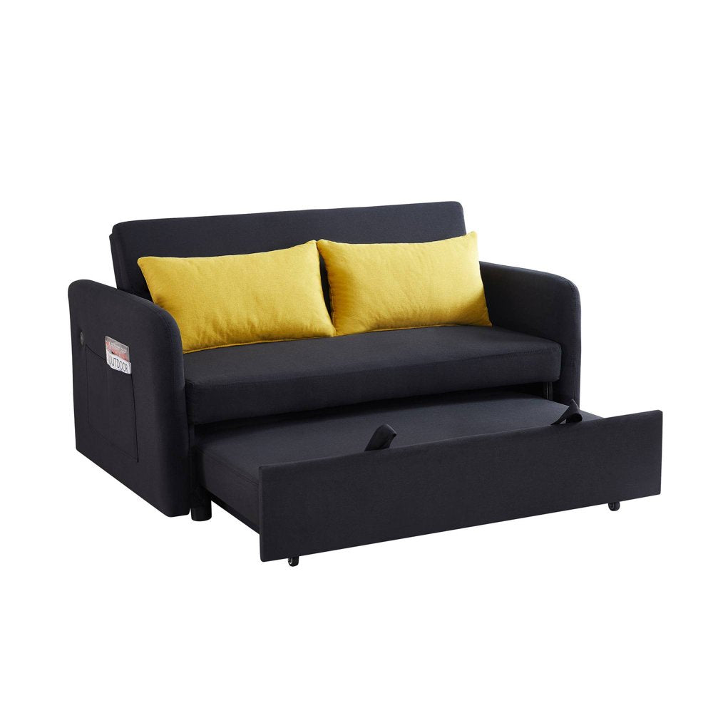 Convertible Loveseat with Pull Out Bed - Black-4