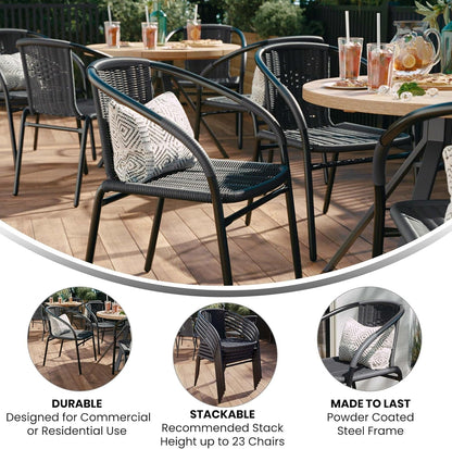 Modern Stackable Rattan Dining Chairs Set for Outdoor-4
