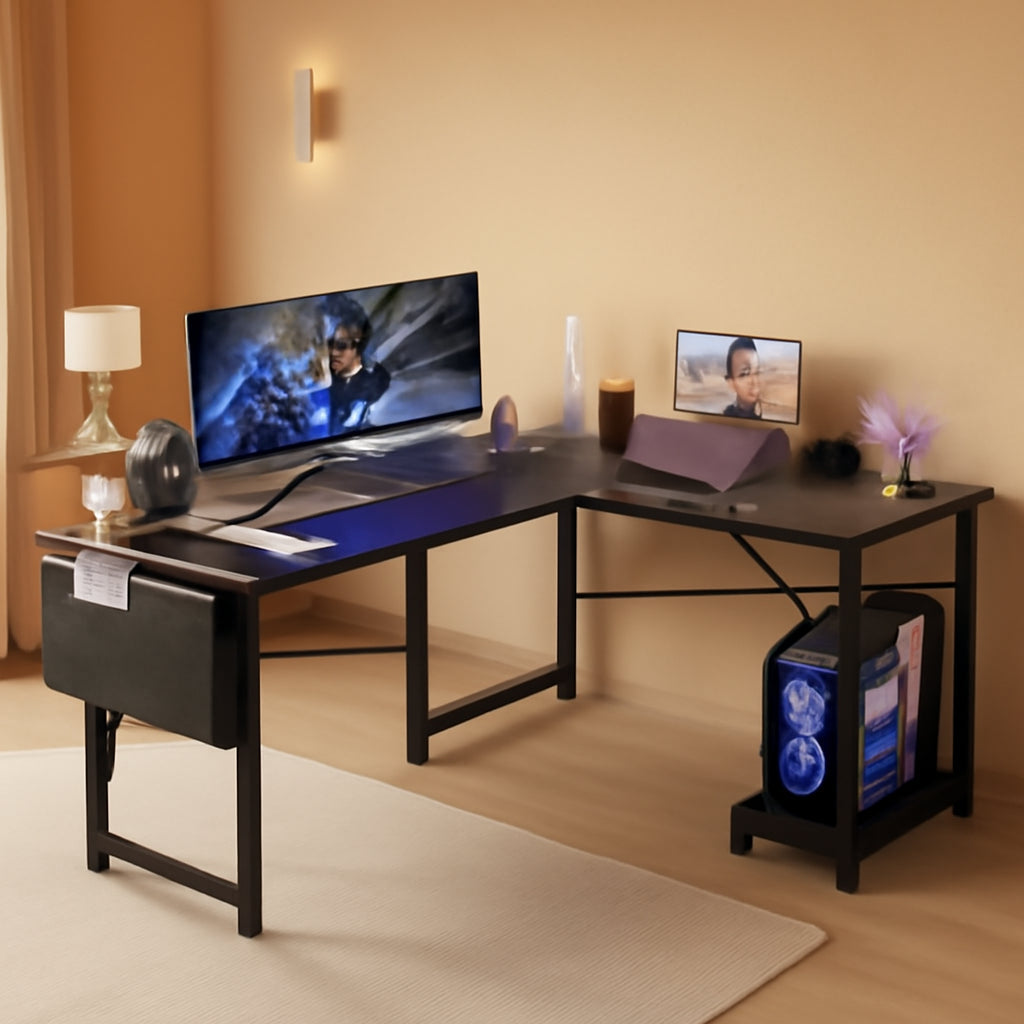 Grey 50 Inch L Shaped Gaming Desk-0