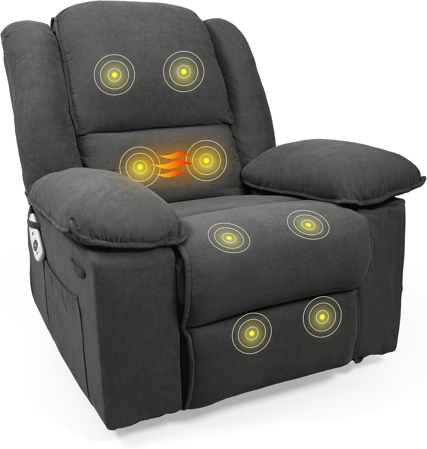 XRC2 Swivel Rocker Recliner Chair for Adults - Massage Reclining Chair W/Heat & Vibration, 270° Swivel Manual Rocking Chair Single Sofa for Living Room Bedroom (Brown)-0