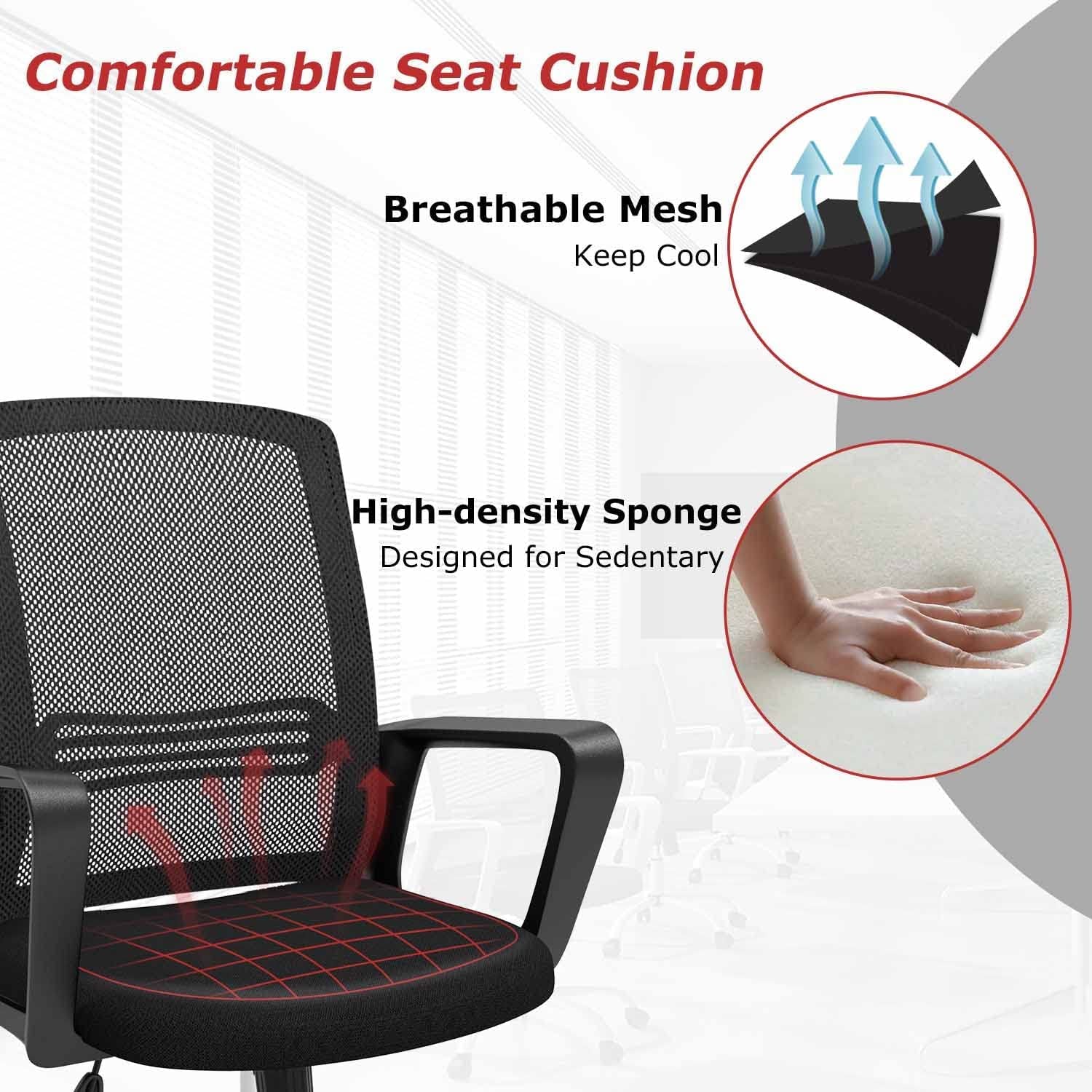 Ergonomic Mesh Office Chair with Armrests and Wheels-4