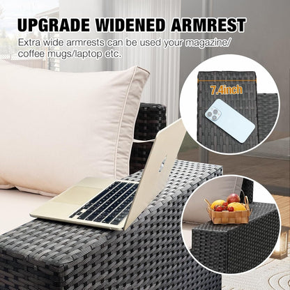 All-Weather Wicker Outdoor Sectional Sofa Set with Cushions-1