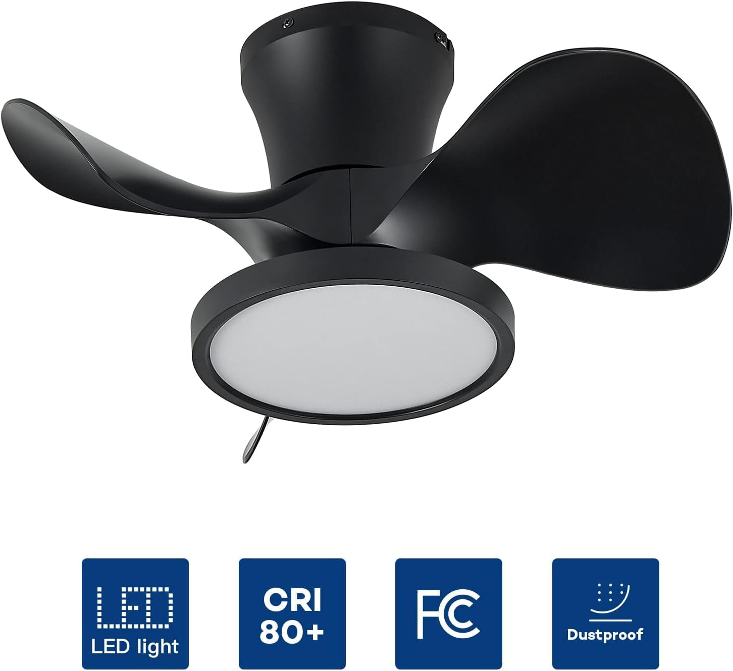 Quiet Ceiling Fan with LED Light 22 Inch Large Air Volume Remote Control for Kitchen Bedroom Dining Room Patio-1