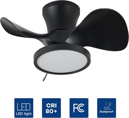 Quiet Ceiling Fan with LED Light 22 Inch Large Air Volume Remote Control for Kitchen Bedroom Dining Room Patio-1