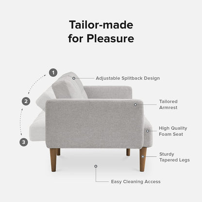 Gray Fabric Twin Futon Sofa Bed with Arms-3