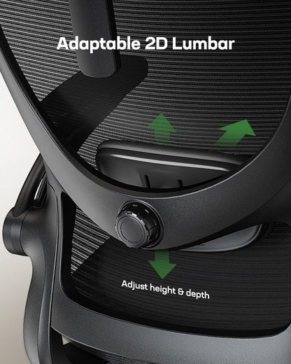 Ergonomic Office Chair: Office Computer Desk Chair with High Back Mesh and Adjustable Lumbar Support Rolling Work Swivel Task Chairs with Wheel 3D Armrests and Headrest-3