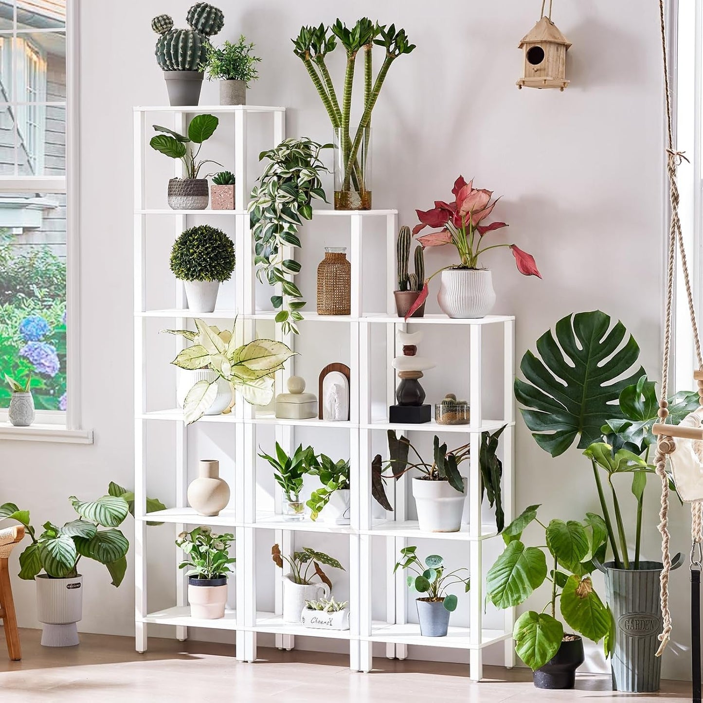 66In Tall Bookshelf 6-Tier Small Narrow Bookcase, Skinny Book Shelf for Small Space, Farmhouse Slim Shelf with Storage, Wood Freestanding Display Thin Bookshelves for Living Room, Office, White-4