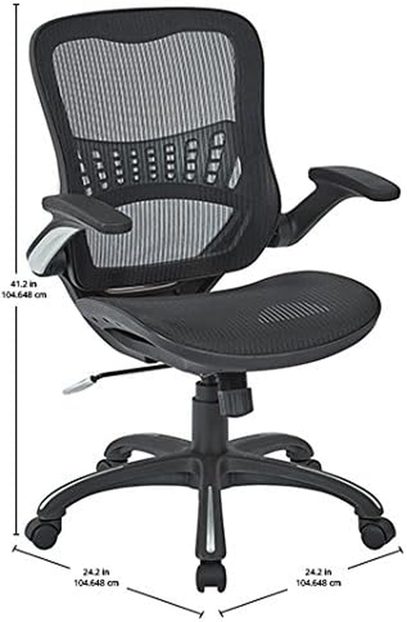Office Star Ventilated Manager'S Office Desk Chair with Breathable Mesh Seat and Back, Black Base, Black-2