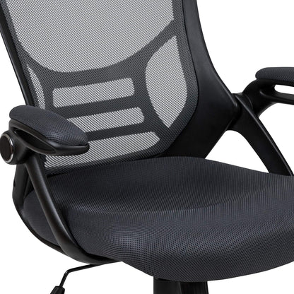 Porter High-Back Swivel Office Chair with Adjustable Lumbar Support and Seat Height, Ergonomic Mesh Desk Chair with Flip-Up Armrests, Black-1