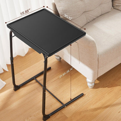 Adjustable TV Tray Table - TV Dinner Tray on Bed & Sofa, Comfortable Folding Table with 6 Height & 3 Tilt Angle Adjustments (Black)-2