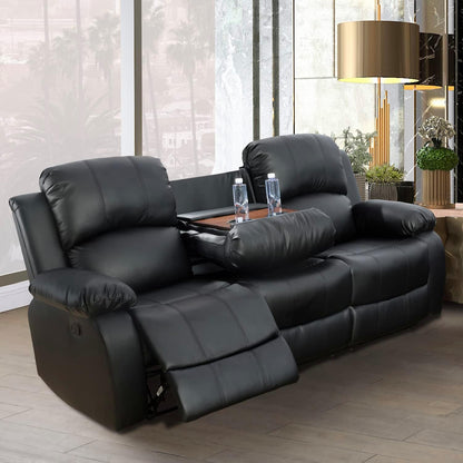 Alpine Living Room Recliner Set Include Love Seat, Sofa, 2-Piece,Black-2