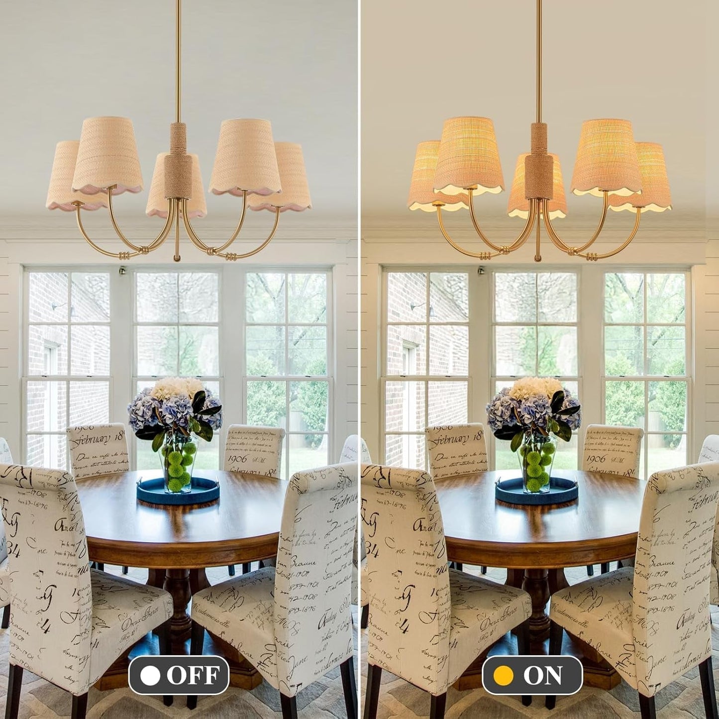 Boho Rattan Chandelier Antique Brass Farmhouse Pendant-3