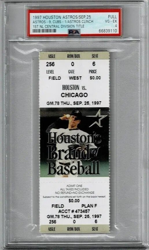 Framed 1997 Houston Astros Baseball ticket from the Astros Baseball 1st Division title game