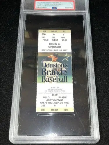 Graded Houston Astros baseball ticket from 1997 NL Division Title Game PSA 5