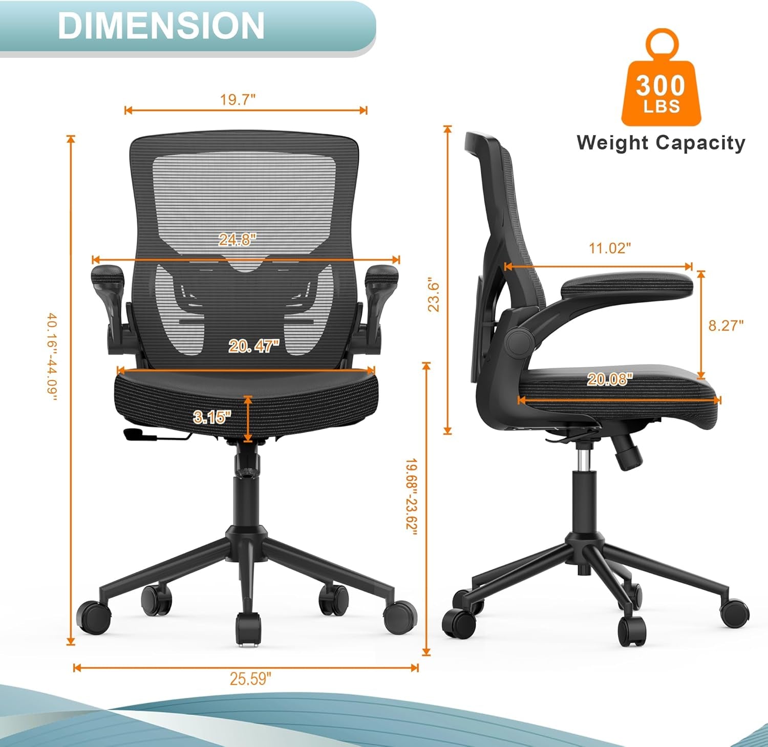 Office Chair, High Back Desk Chair Adjustable Height and Ergonomic Design Home Office Computer Chair Executive Lumbar Support Padded Flip-Up Armrest Swivel Task Chair-1