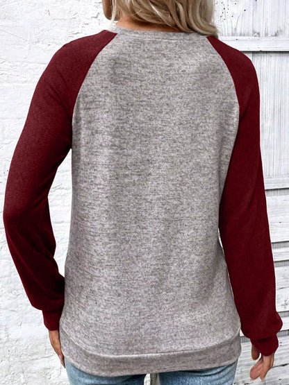 Color Block Raglan Long Sleeve T Shirt