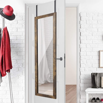 Wood Full Length Mirror, 48" X 14" Wall Mirror with Wood Frame, Full Length Door Mirror, Hanging Mirror Body Mirror for Bedroom, Rustic Frame-3