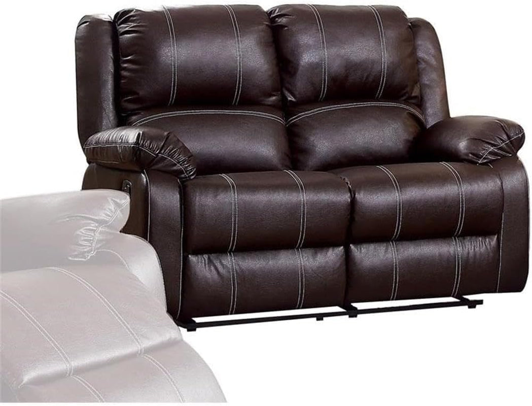 Brown Faux Leather Recliner Loveseat-1