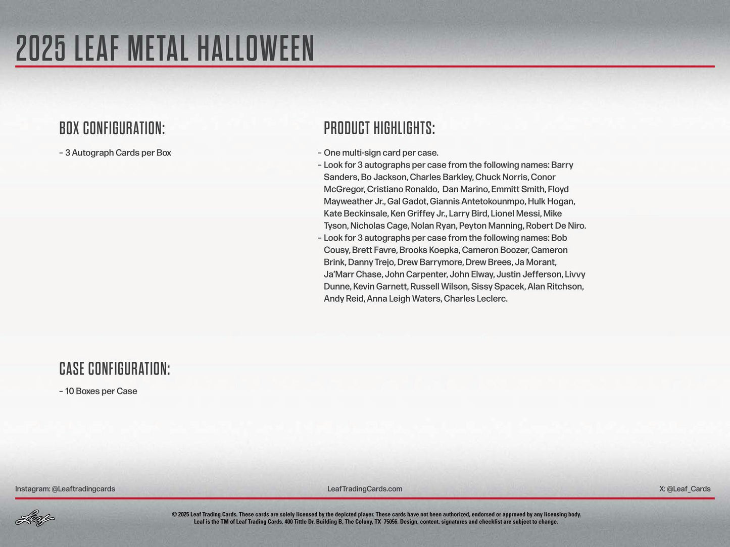 2025 Leaf Metal Halloween Hobby Box | Columbia Sports Cards