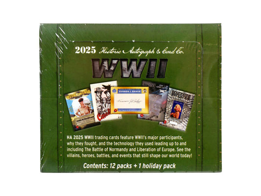 2025 Historic Autographs World War II Hobby Box

Historic Autographs WWII Relic Cards

WWII Cut Signature Card

Smilin’ Jack Vintage Buyback Card

Normandy Relic Higgins Boat Card