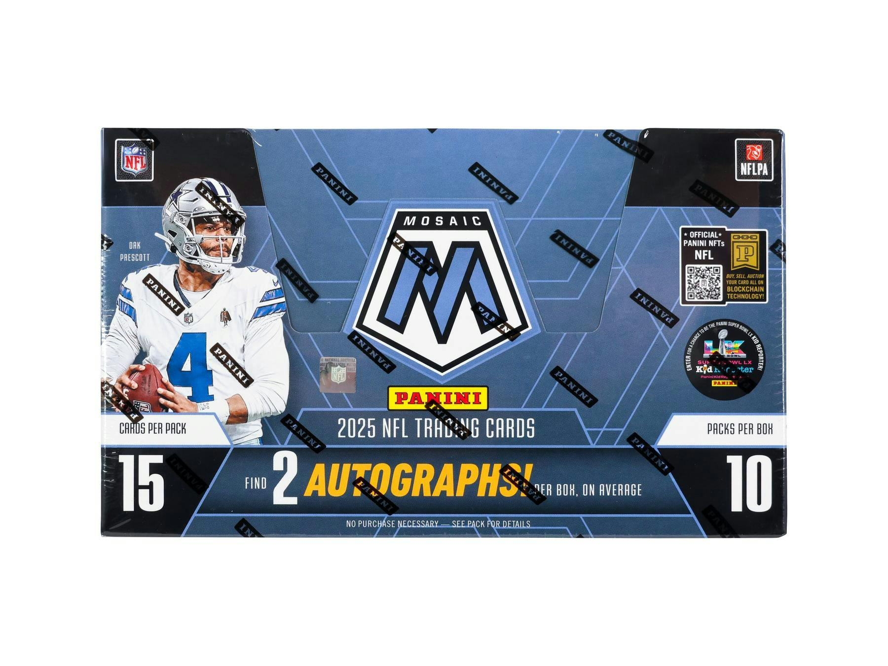 2025 Panini Mosaic Football Hobby Box

Panini Mosaic Football Base and Parallels

2025 Mosaic Stained Glass SSP

2025 Mosaic Football Autograph Cards

Mosaic Football Hobby Box Contents
