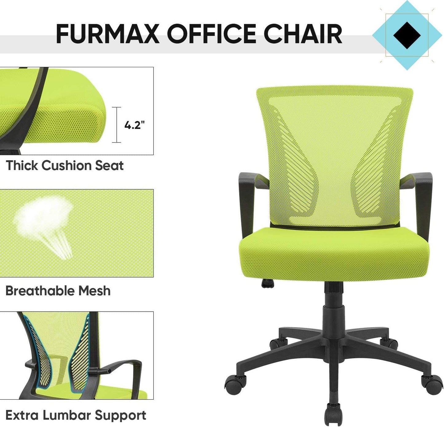 Cyan Ergonomic Office Chair with Armrests-3
