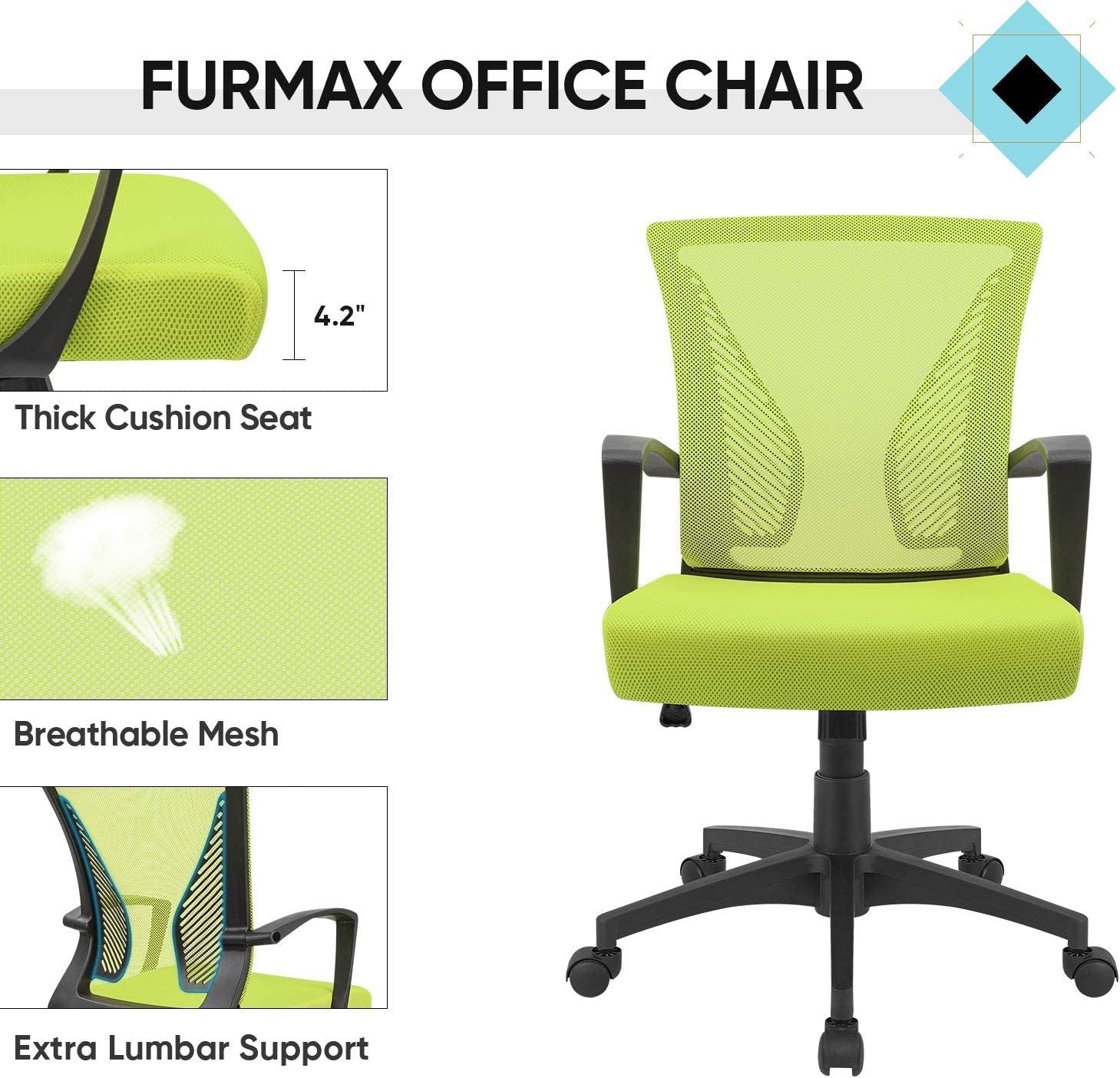Cyan Ergonomic Office Chair with Armrests-3